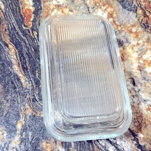 Clear Ribbed Glass Butter Dish with Lid